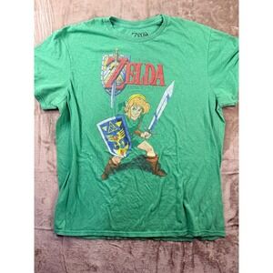 The Legend of Zelda A Link to the Past Green Graphic T-Shirt Mens Large Nintendo